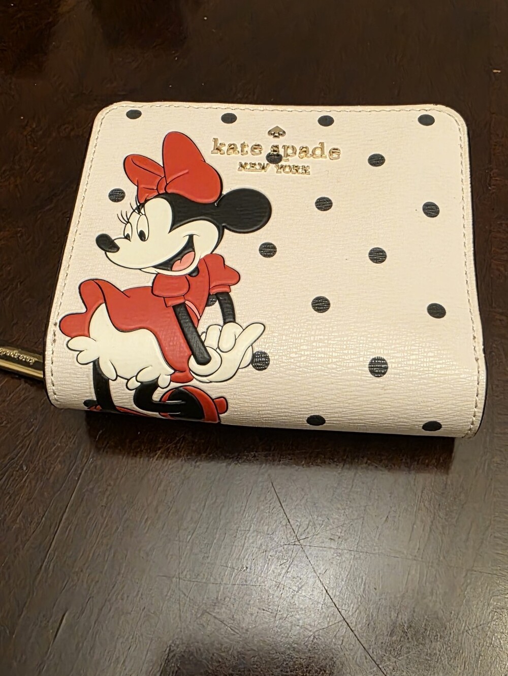 Kate Spade and Disney Minnie Mouse White Polka Dot Wallet - No Call Outs